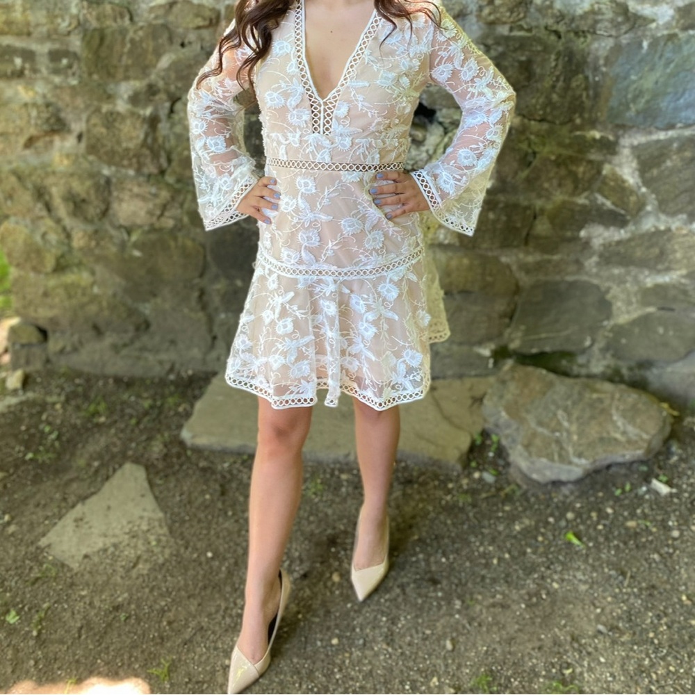 Love Triangle White Floral Lace Dress